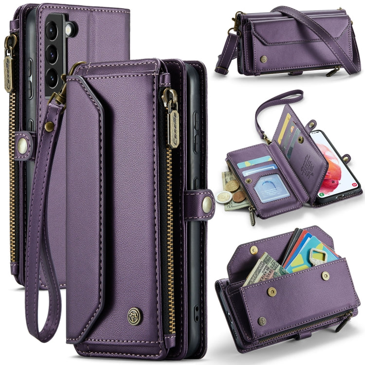 For Samsung Galaxy S21 5G CaseMe C36 Card Slots Zipper Wallet RFID Anti-theft Leather Phone Case(Purple) - Galaxy S21 5G Cases by CaseMe | Online Shopping South Africa | PMC Jewellery | Buy Now Pay Later Mobicred