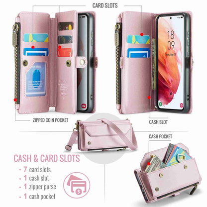 For Samsung Galaxy S21 5G CaseMe C36 Card Slots Zipper Wallet RFID Anti-theft Leather Phone Case(Pink) - Galaxy S21 5G Cases by CaseMe | Online Shopping South Africa | PMC Jewellery | Buy Now Pay Later Mobicred