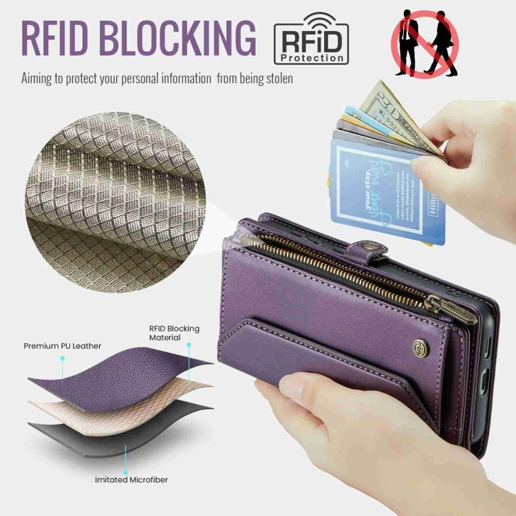 For Samsung Galaxy S23 FE 5G CaseMe C36 Card Slots Zipper Wallet RFID Anti-theft Leather Phone Case(Purple) - Galaxy S23 FE 5G Cases by CaseMe | Online Shopping South Africa | PMC Jewellery | Buy Now Pay Later Mobicred