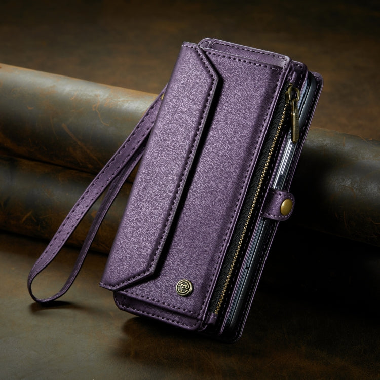 For Samsung Galaxy Z Fold3 CaseMe C36 Card Slots Zipper Wallet RFID Anti-theft Leather Phone Case(Purple) - Galaxy Phone Cases by CaseMe | Online Shopping South Africa | PMC Jewellery | Buy Now Pay Later Mobicred