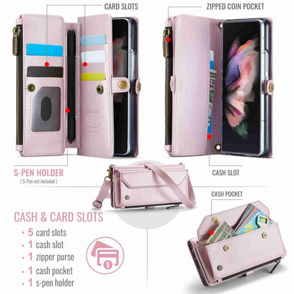 For Samsung Galaxy Z Fold3 CaseMe C36 Card Slots Zipper Wallet RFID Anti-theft Leather Phone Case(Pink) - Galaxy Phone Cases by CaseMe | Online Shopping South Africa | PMC Jewellery | Buy Now Pay Later Mobicred