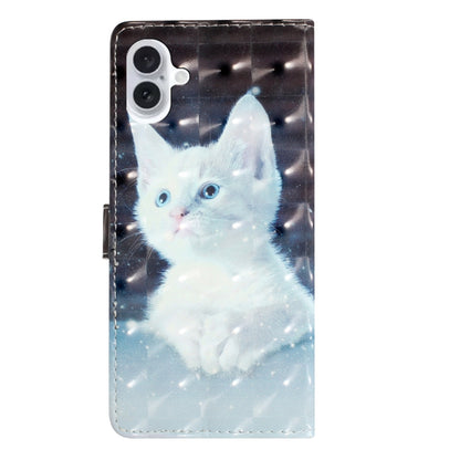 For iPhone 16 Plus 3D Pattern Leather Phone Case(White Cat) - iPhone 16 Plus Cases by PMC Jewellery | Online Shopping South Africa | PMC Jewellery | Buy Now Pay Later Mobicred