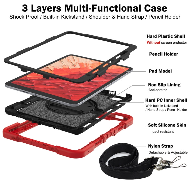 For iPad Pro 11 2024 360 Degree Rotation PC Contrast Silicone Tablet Case(Red + Black) - iPad Pro 11 2024 Cases by PMC Jewellery | Online Shopping South Africa | PMC Jewellery | Buy Now Pay Later Mobicred