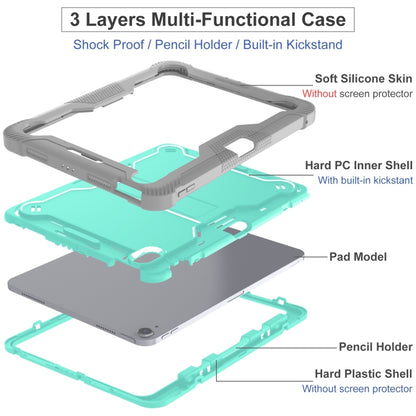 For iPad Air 11 2024 / Air 2022 10.9 Shockproof Silicone Hybrid PC Tablet Case with Holder(Mint Green + Grey) - iPad Air 11 2024 Cases by PMC Jewellery | Online Shopping South Africa | PMC Jewellery | Buy Now Pay Later Mobicred