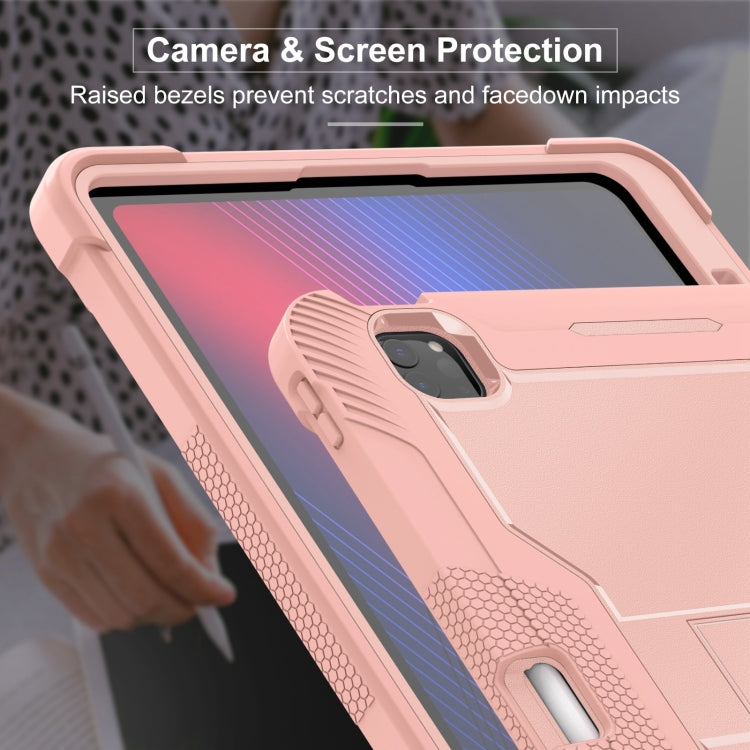 For iPad Pro 13 2024 Shockproof Silicone Hybrid PC Tablet Case with Holder(Rose Gold) - iPad Pro 13 2024 Cases by PMC TechLife | Online Shopping South Africa | PMC TechLife | Buy Now Pay Later Mobicred