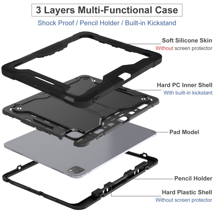 For iPad Pro 13 2024 Shockproof Silicone Hybrid PC Tablet Case with Holder(Black) - iPad Pro 13 2024 Cases by PMC Jewellery | Online Shopping South Africa | PMC Jewellery | Buy Now Pay Later Mobicred