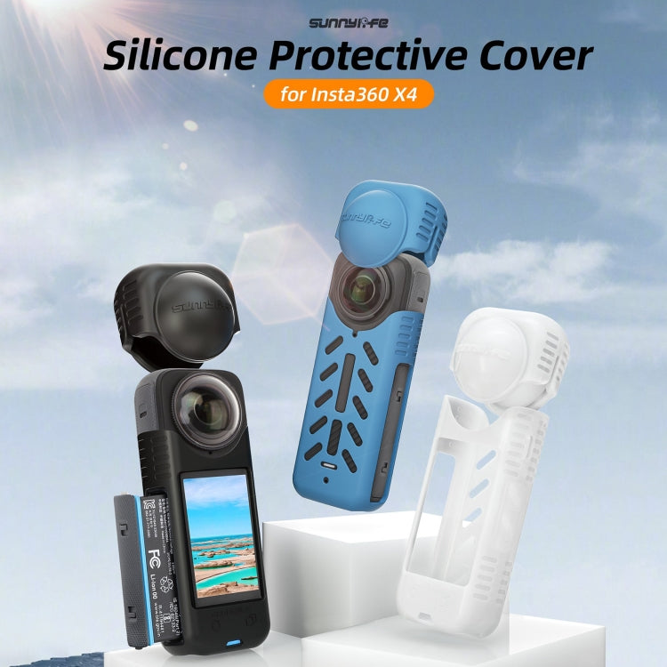 For Insta360 X4 Sunnylife Silicone Shockproof Case Lens Body Cover Kit(Blue) - Case & Bags by Sunnylife | Online Shopping South Africa | PMC Jewellery | Buy Now Pay Later Mobicred