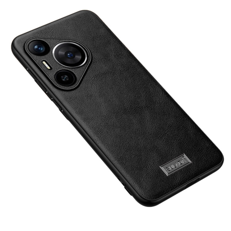 For Huawei Pura 70 SULADA Shockproof TPU Hybrid Handmade Leather Phone Case(Black) - Huawei Cases by SULADA | Online Shopping South Africa | PMC Jewellery | Buy Now Pay Later Mobicred