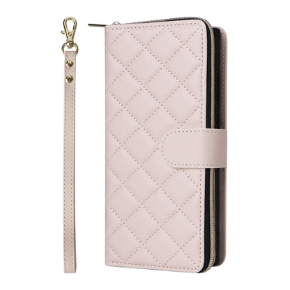 For Samsung Galaxy S25 Ultra 5G Crossbody Rhombic Zipper Tower Buckle Leather Phone Case with Lanyard(Beige) - Galaxy S25 Ultra 5G Cases by PMC Jewellery | Online Shopping South Africa | PMC Jewellery | Buy Now Pay Later Mobicred