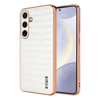 For Samsung Galaxy S24+ 5G AZNS Electroplated Frame Crocodile Texture Full Coverage Phone Case(White) - Galaxy S22+ 5G Cases by AZNS | Online Shopping South Africa | PMC Jewellery | Buy Now Pay Later Mobicred