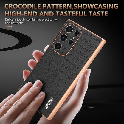 For Samsung Galaxy S24 Ultra 5G AZNS Electroplated Frame Crocodile Texture Full Coverage Phone Case(Brown) - Galaxy S24 Ultra 5G Cases by AZNS | Online Shopping South Africa | PMC Jewellery | Buy Now Pay Later Mobicred