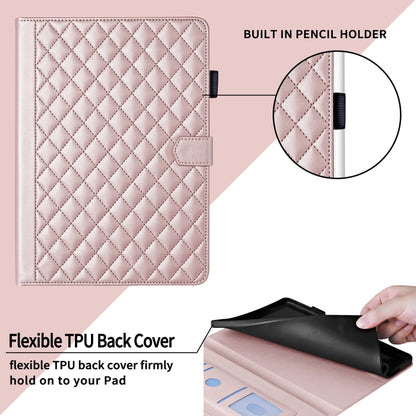 For iPad Pro 13 2024 Rhombus Lattice Leather Smart Tablet Case(Rose Gold) - iPad Pro 13 2024 Cases by PMC Jewellery | Online Shopping South Africa | PMC Jewellery | Buy Now Pay Later Mobicred