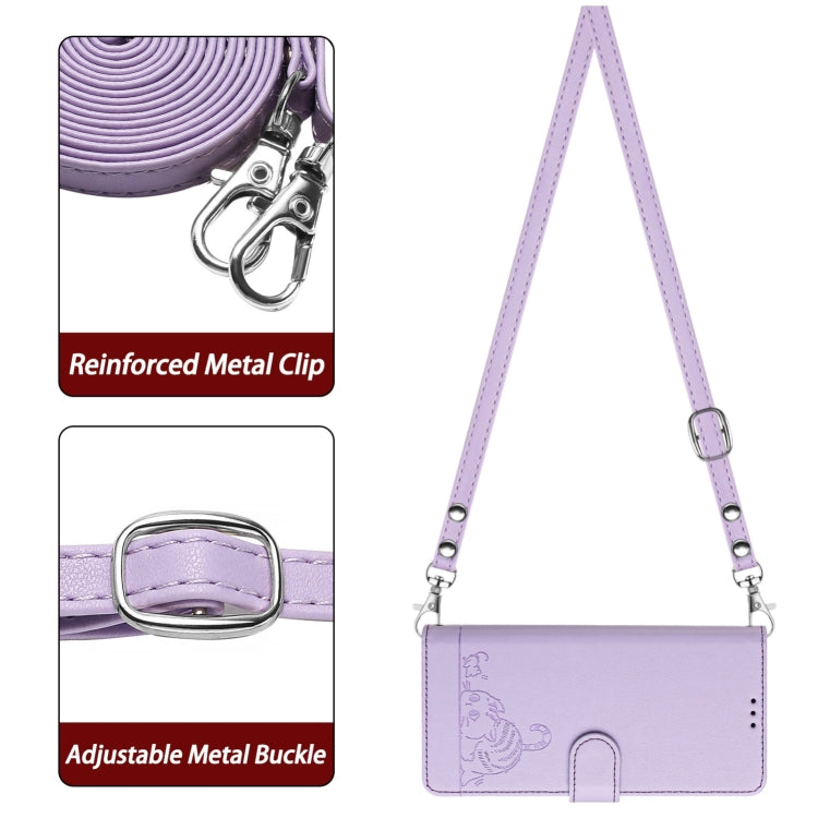 For Blackview Wave 6C Cat Rat Embossed Pattern RFID Leather Phone Case with Lanyard(Purple) - More Brand by PMC Jewellery | Online Shopping South Africa | PMC Jewellery | Buy Now Pay Later Mobicred