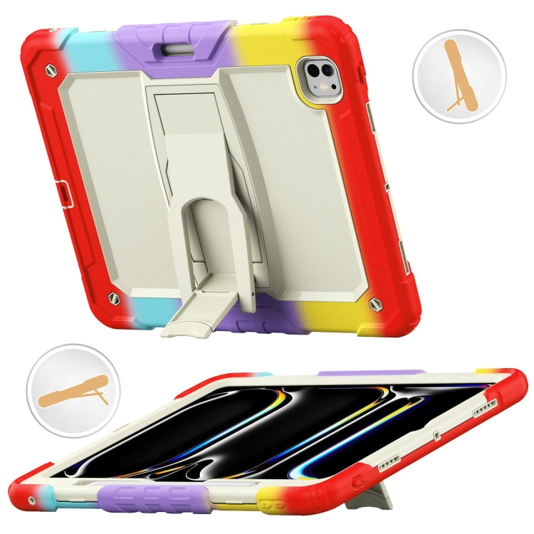 For iPad Pro 13 2024 Silicone Hydric PC Tablet Case with Shoulder Strap & Holder(Camouflage Red) - iPad Pro 13 2024 Cases by PMC TechLife | Online Shopping South Africa | PMC TechLife | Buy Now Pay Later Mobicred