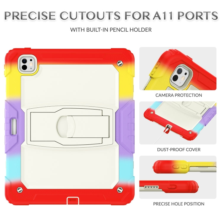 For iPad Pro 13 2024 Silicone Hydric PC Tablet Case with Shoulder Strap & Holder(Camouflage Red) - iPad Pro 13 2024 Cases by PMC TechLife | Online Shopping South Africa | PMC TechLife | Buy Now Pay Later Mobicred