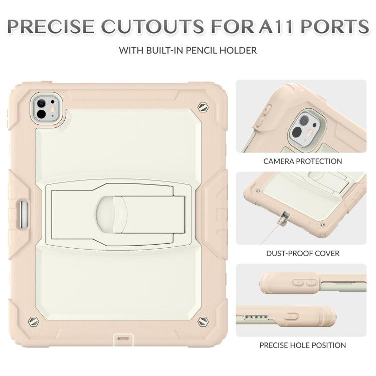 For iPad Pro 13 2024 Silicone Hydric PC Tablet Case with Shoulder Strap & Holder(Beige Rose Gold) - iPad Pro 13 2024 Cases by PMC Jewellery | Online Shopping South Africa | PMC Jewellery | Buy Now Pay Later Mobicred