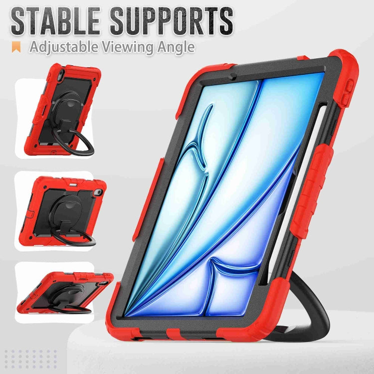 For iPad Air 11 2024 Handle Silicone Hydric PC Tablet Case with Shoulder Strap(Red) - iPad Air 11 2024 Cases by PMC Jewellery | Online Shopping South Africa | PMC Jewellery | Buy Now Pay Later Mobicred