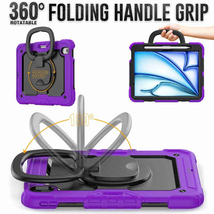 For iPad Air 11 2024 Handle Silicone Hydric PC Tablet Case with Shoulder Strap(Purple) - iPad Air 11 2024 Cases by PMC Jewellery | Online Shopping South Africa | PMC Jewellery | Buy Now Pay Later Mobicred