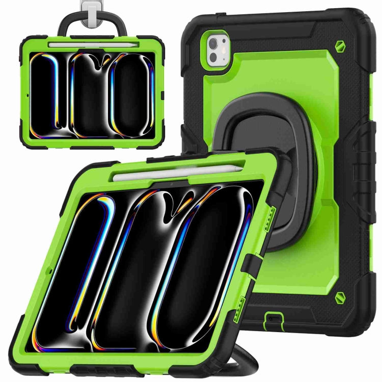 For iPad Pro 11 2024 Handle Silicone Hydric PC Tablet Case with Shoulder Strap(Yellow Green PC) - iPad Pro 11 2024 Cases by PMC Jewellery | Online Shopping South Africa | PMC Jewellery | Buy Now Pay Later Mobicred