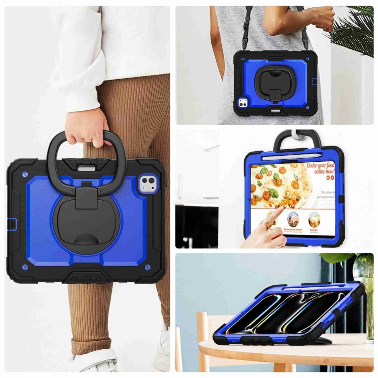 For iPad Pro 11 2024 Handle Silicone Hydric PC Tablet Case with Shoulder Strap(Dark Blue PC) - iPad Pro 11 2024 Cases by PMC TechLife | Online Shopping South Africa | PMC TechLife | Buy Now Pay Later Mobicred