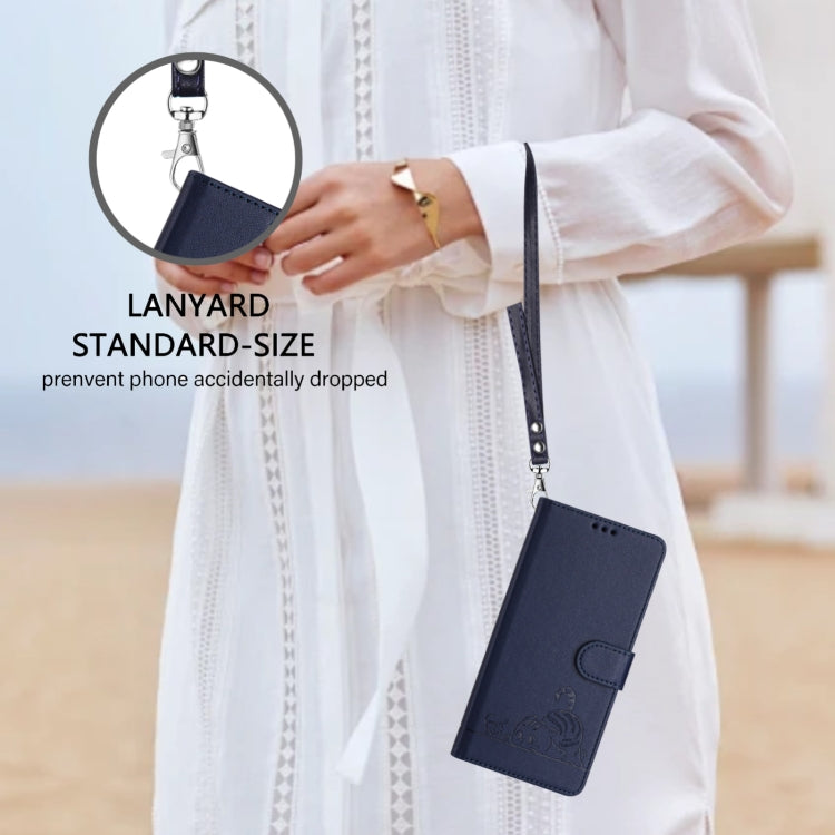 For Ulefone Note 14 Cat Rat Embossed Pattern RFID Leather Phone Case with Lanyard(Blue) - Ulefone Cases by PMC Jewellery | Online Shopping South Africa | PMC Jewellery | Buy Now Pay Later Mobicred