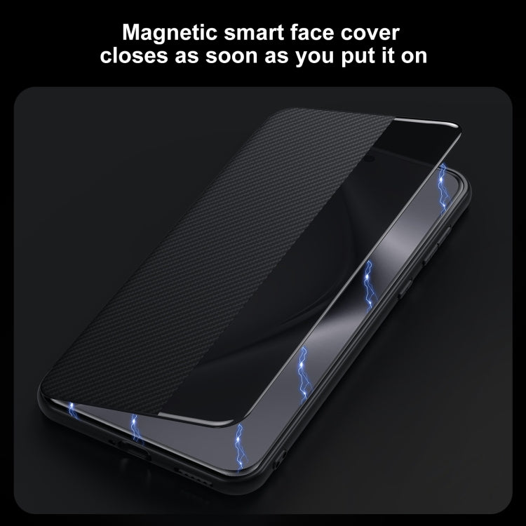 For Huawei Pura 70 Pro SULADA Kevlar 600D Texture Smart Window Leather Phone Case(Blue) - free shipping - PMC Jewellery - Order now!