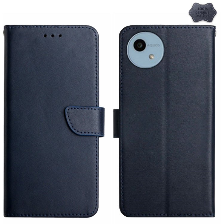 For Sharp Aquos Wish 4 Genuine Leather Fingerprint-proof Flip Phone Case(Blue) - More Brand by PMC TechLife | Online Shopping South Africa | PMC TechLife | Buy Now Pay Later Mobicred