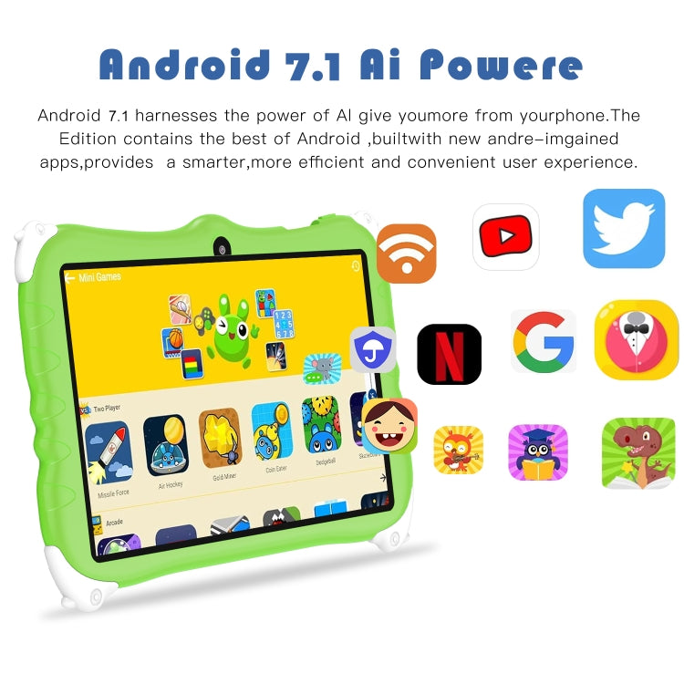 Penguin 7 inch WiFi Kids Tablet PC, 2GB+16GB, Android 7.1 MT6735 Octa Core CPU(Green) -  by PMC Jewellery | Online Shopping South Africa | PMC Jewellery | Buy Now Pay Later Mobicred