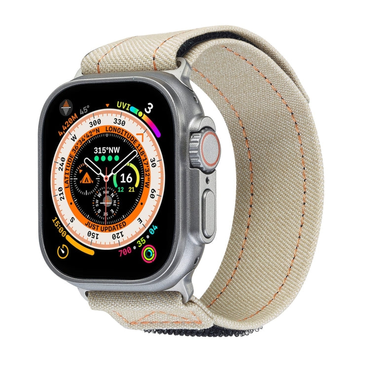 For Apple Watch Ultra 49mm Cowboy Nylon Hook and Loop Fastener Watch Band(Apricot) - Watch Bands by PMC Jewellery | Online Shopping South Africa | PMC Jewellery | Buy Now Pay Later Mobicred