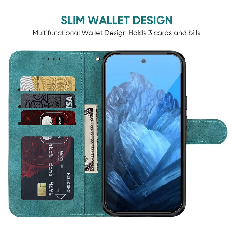 For Google Pixel 9 / 9 Pro Skin Feel Geometric Lines Leather Phone Case(Green) - Google Cases by PMC TechLife | Online Shopping South Africa | PMC TechLife | Buy Now Pay Later Mobicred