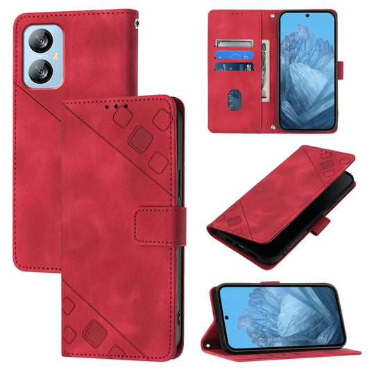 For Blackview A52 Skin Feel Embossed Leather Phone Case(Red) - More Brand by PMC Jewellery | Online Shopping South Africa | PMC Jewellery | Buy Now Pay Later Mobicred