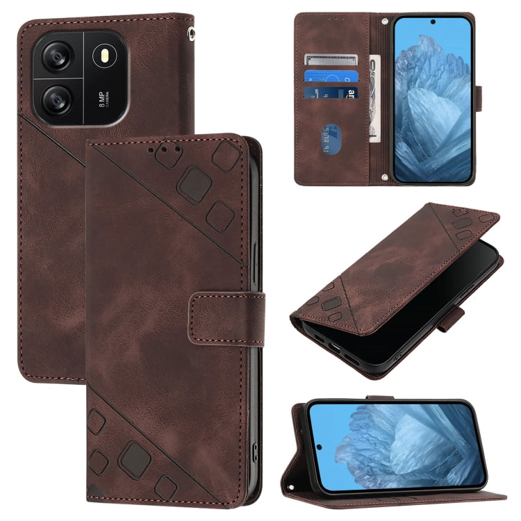 For Blackview Wave 6C Skin Feel Embossed Leather Phone Case(Brown) - More Brand by PMC Jewellery | Online Shopping South Africa | PMC Jewellery | Buy Now Pay Later Mobicred