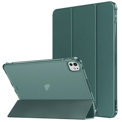 For iPad Pro 11 2024 Tri-fold Holder TPU Cover Frosted Leather Smart Tablet Case withh Pen Slot(Dark Green) - iPad Pro 11 2024 Cases by PMC Jewellery | Online Shopping South Africa | PMC Jewellery | Buy Now Pay Later Mobicred