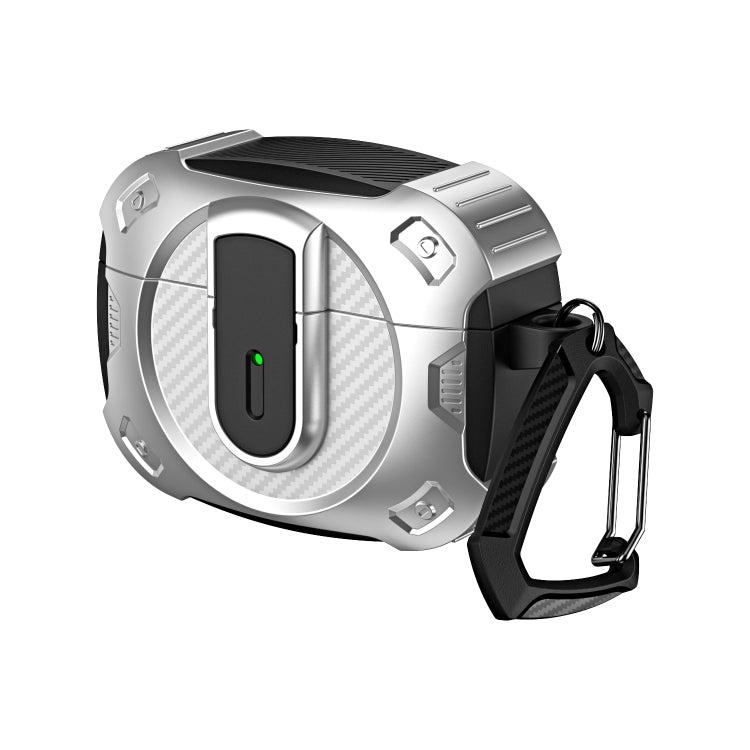 For AirPods Pro Lock Shockproof Bluetooth Earphone Protective Case(Black Silver) - For AirPods Pro by PMC Jewellery | Online Shopping South Africa | PMC Jewellery | Buy Now Pay Later Mobicred