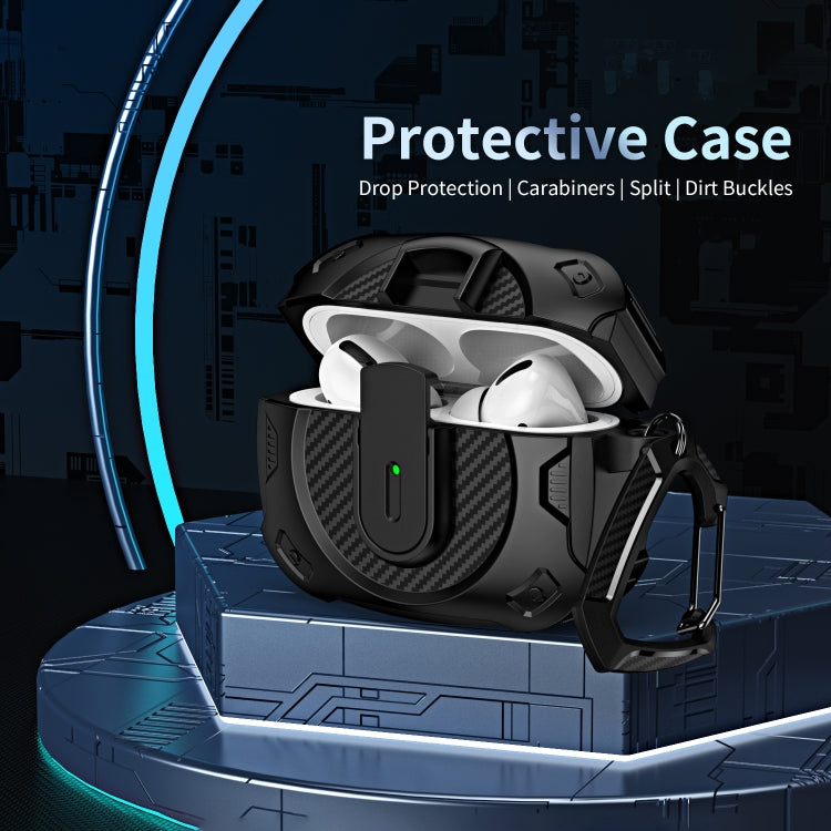 For AirPods 4 Lock Shockproof Bluetooth Earphone Protective Case(Black Silver) - For AirPods 4 by PMC Jewellery | Online Shopping South Africa | PMC Jewellery | Buy Now Pay Later Mobicred
