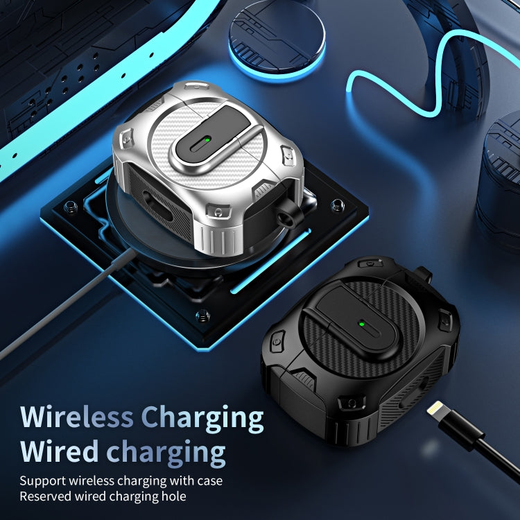 For AirPods 2 / 1 Lock Shockproof Bluetooth Earphone Protective Case(Black Blue) - For AirPods 1/2 by PMC Jewellery | Online Shopping South Africa | PMC Jewellery | Buy Now Pay Later Mobicred
