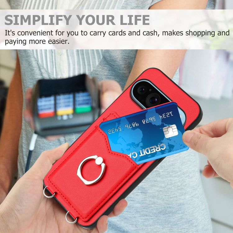 For Google Pixel 9 / 9 Pro R20 Ring Card Holder Phone Case(Red) - Google Cases by PMC TechLife | Online Shopping South Africa | PMC TechLife | Buy Now Pay Later Mobicred