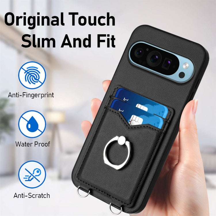 For Google Pixel 9 Pro XL R20 Ring Card Holder Phone Case(Black) - Google Cases by PMC TechLife | Online Shopping South Africa | PMC TechLife | Buy Now Pay Later Mobicred