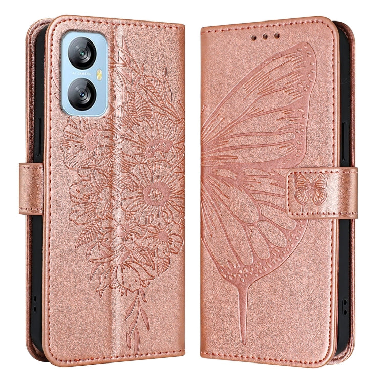 For Blackview A52 Embossed Butterfly Leather Phone Case(Rose Gold) - More Brand by PMC Jewellery | Online Shopping South Africa | PMC Jewellery | Buy Now Pay Later Mobicred