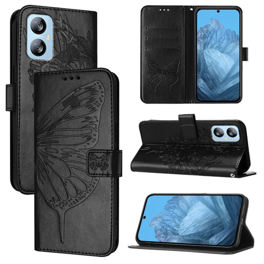 For Blackview A52 Embossed Butterfly Leather Phone Case(Black) - More Brand by PMC Jewellery | Online Shopping South Africa | PMC Jewellery | Buy Now Pay Later Mobicred