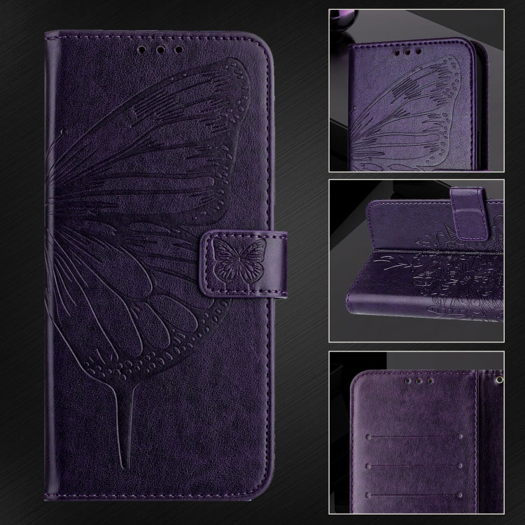 For Blackview A52 Embossed Butterfly Leather Phone Case(Dark Purple) - More Brand by PMC TechLife | Online Shopping South Africa | PMC TechLife | Buy Now Pay Later Mobicred