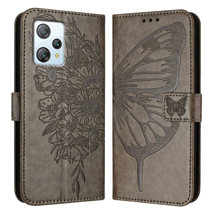 For Blackview A53 Embossed Butterfly Leather Phone Case(Grey) - More Brand by PMC Jewellery | Online Shopping South Africa | PMC Jewellery | Buy Now Pay Later Mobicred