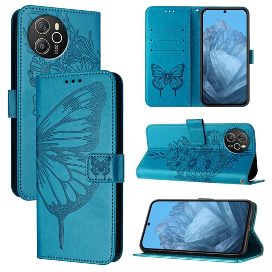 For Blackview Shark 8 Embossed Butterfly Leather Phone Case(Blue) - More Brand by PMC Jewellery | Online Shopping South Africa | PMC Jewellery | Buy Now Pay Later Mobicred