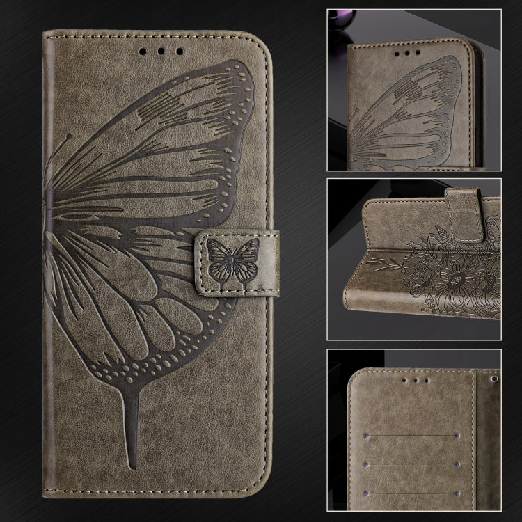 For Blackview Wave 6C Embossed Butterfly Leather Phone Case(Grey) - More Brand by PMC TechLife | Online Shopping South Africa | PMC TechLife | Buy Now Pay Later Mobicred