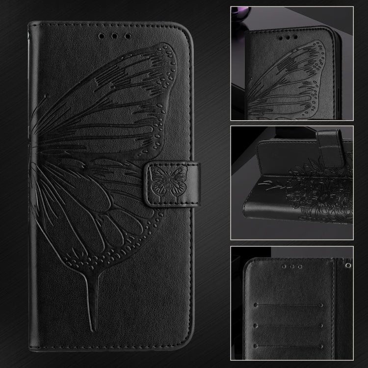 For Blackview Wave 6C Embossed Butterfly Leather Phone Case(Black) - More Brand by PMC TechLife | Online Shopping South Africa | PMC TechLife | Buy Now Pay Later Mobicred
