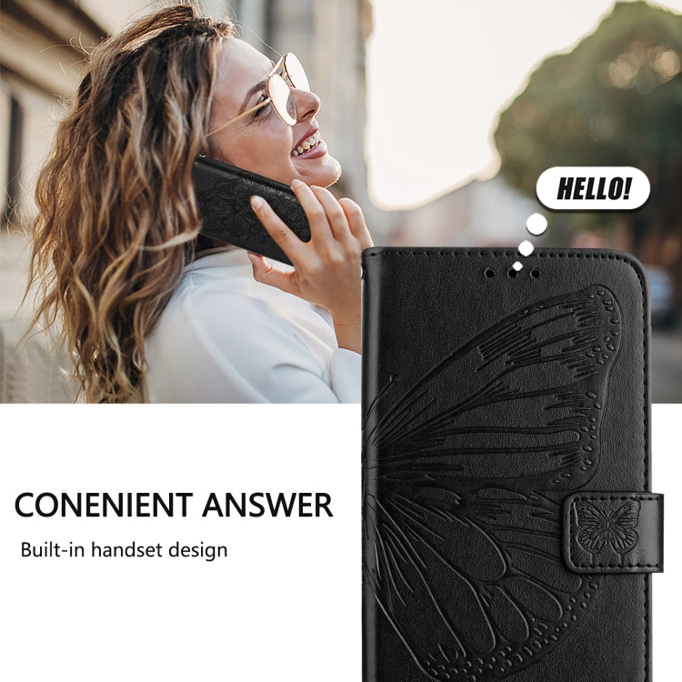 For Blackview Wave 6C Embossed Butterfly Leather Phone Case(Black) - More Brand by PMC TechLife | Online Shopping South Africa | PMC TechLife | Buy Now Pay Later Mobicred
