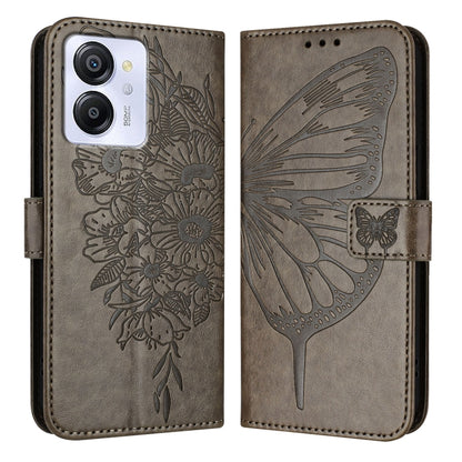For Blackview Color 8 Embossed Butterfly Leather Phone Case(Grey) - More Brand by PMC Jewellery | Online Shopping South Africa | PMC Jewellery | Buy Now Pay Later Mobicred