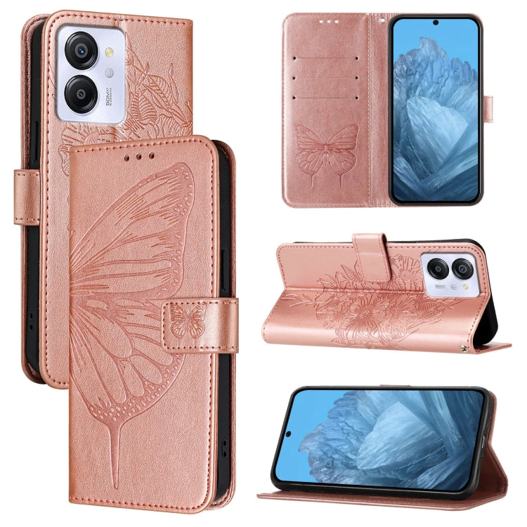 For Blackview Color 8 Embossed Butterfly Leather Phone Case(Rose Gold) - More Brand by PMC Jewellery | Online Shopping South Africa | PMC Jewellery | Buy Now Pay Later Mobicred