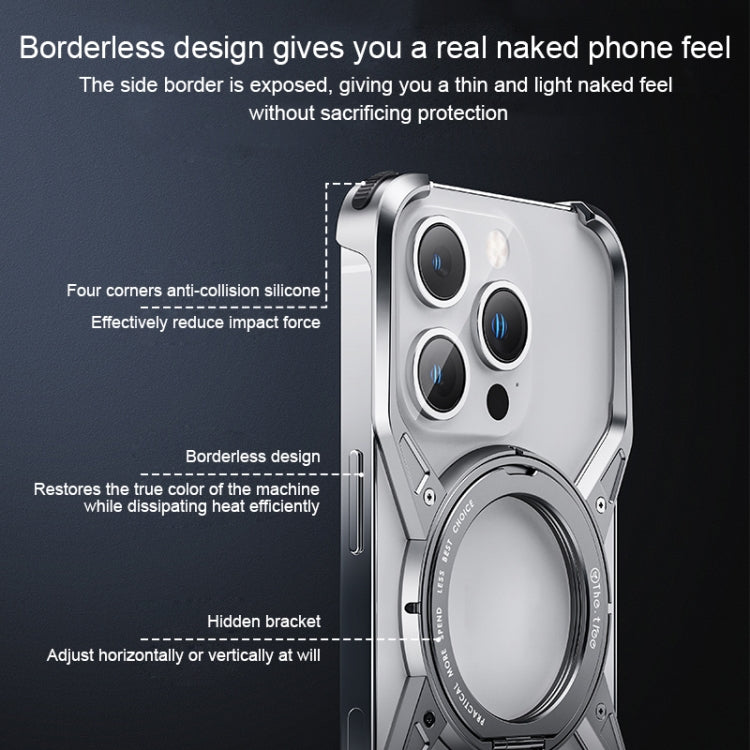 For iPhone 13 Pro / 14 Pro / 15 Pro Aluminum Alloy Frameless 360-Degree Rotating Phone Case(Silver) - iPhone 15 Pro Cases by PMC Jewellery | Online Shopping South Africa | PMC Jewellery | Buy Now Pay Later Mobicred