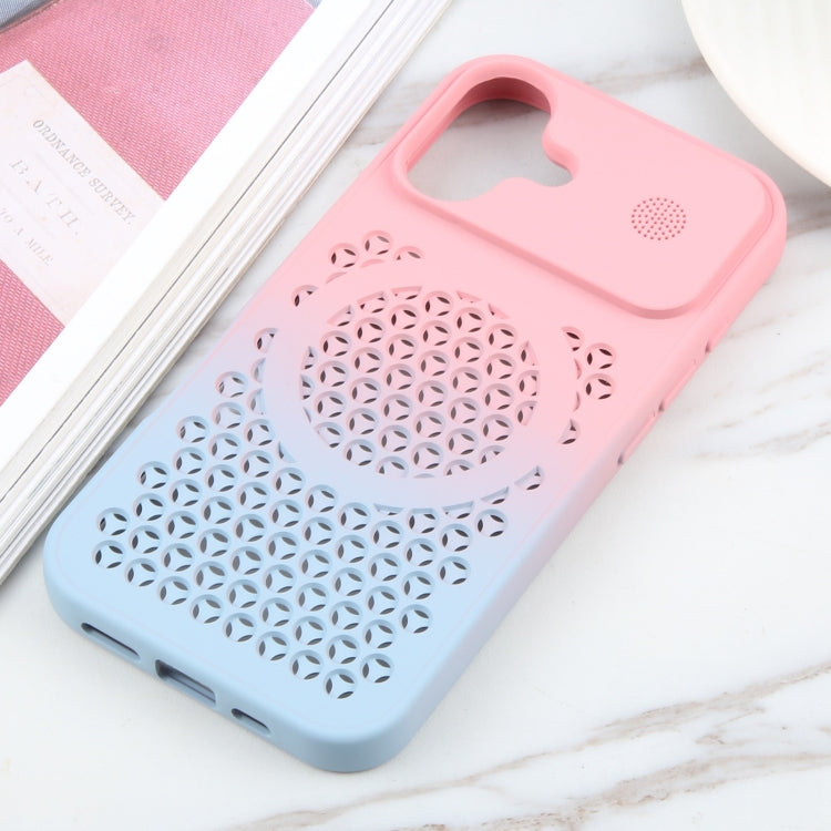 For iPhone 16 Plus Gradient Color Honeycomb Aromatherapy MagSafe Phone Case(Pink Blue) - iPhone 16 Plus Cases by PMC Jewellery | Online Shopping South Africa | PMC Jewellery | Buy Now Pay Later Mobicred